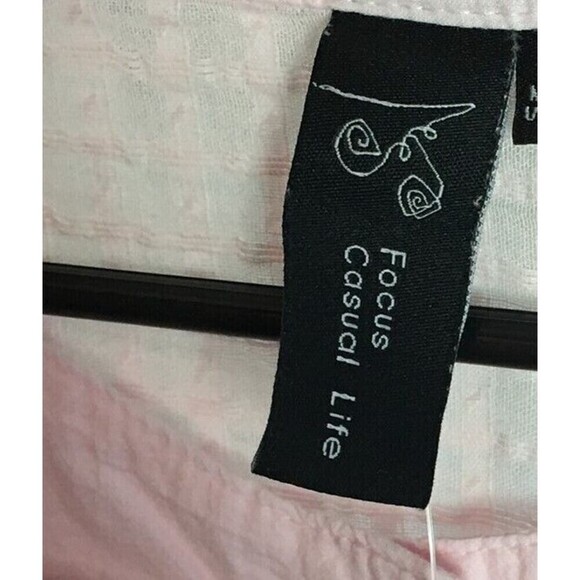 Focus Top Women's Size Medium Pink Grid Textured 3/4 Sleeve - Picture 8 of 8